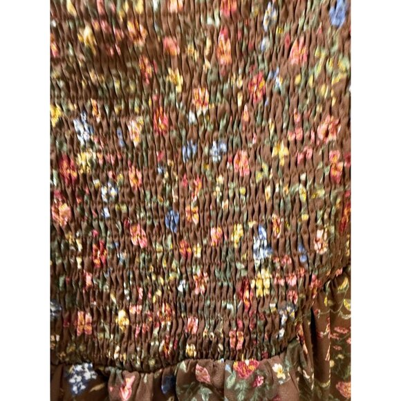 Floral Smocked Peasant Blouse With Square Neckline By‎ Mine L - Picture 5 of 12